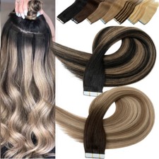 40 Stück Tape In Remy Skin Weft 100% Echthaar Extensions Haarverlängerung Tresse