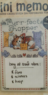 2000 Bucilla Mini Memos Counted Cross Stitch Kit *Purr-fect Shopper #42511
