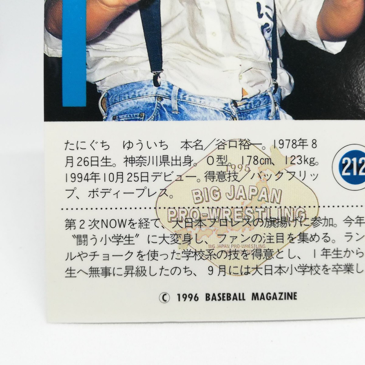 212 TANIGUCHI YUICHI CARD BIG JAPAN PRO WREITLING CARD BBM96 1996
