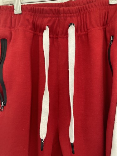 Men's XL red blue sweat pants jogger track unique hip hop japanese logo - Picture 8 of 13