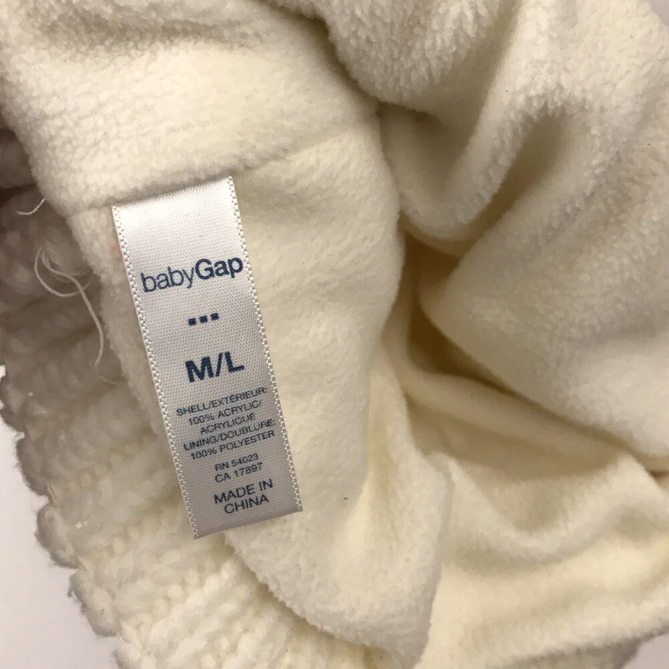 Sombrero de Invierno Baby Gap Blanco Cesta Tejido Pom Pom Talla M/L Foto 4 de 4