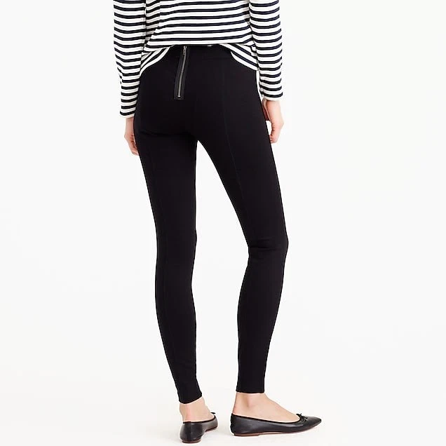 J Crew 00 Regular Pixie Pant Leggings Black 31090 $98 Fitted Ponte Knit NEW  00R