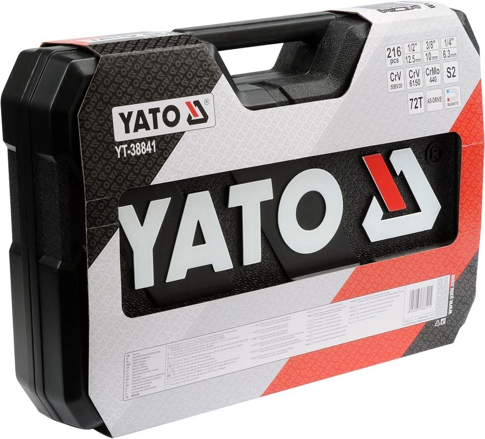 YATO Cofre Herramientas Set 216tlg de Trinquete Llave de Vaso 1/4" 1/2" 3/8" - Imagen 4 de 4