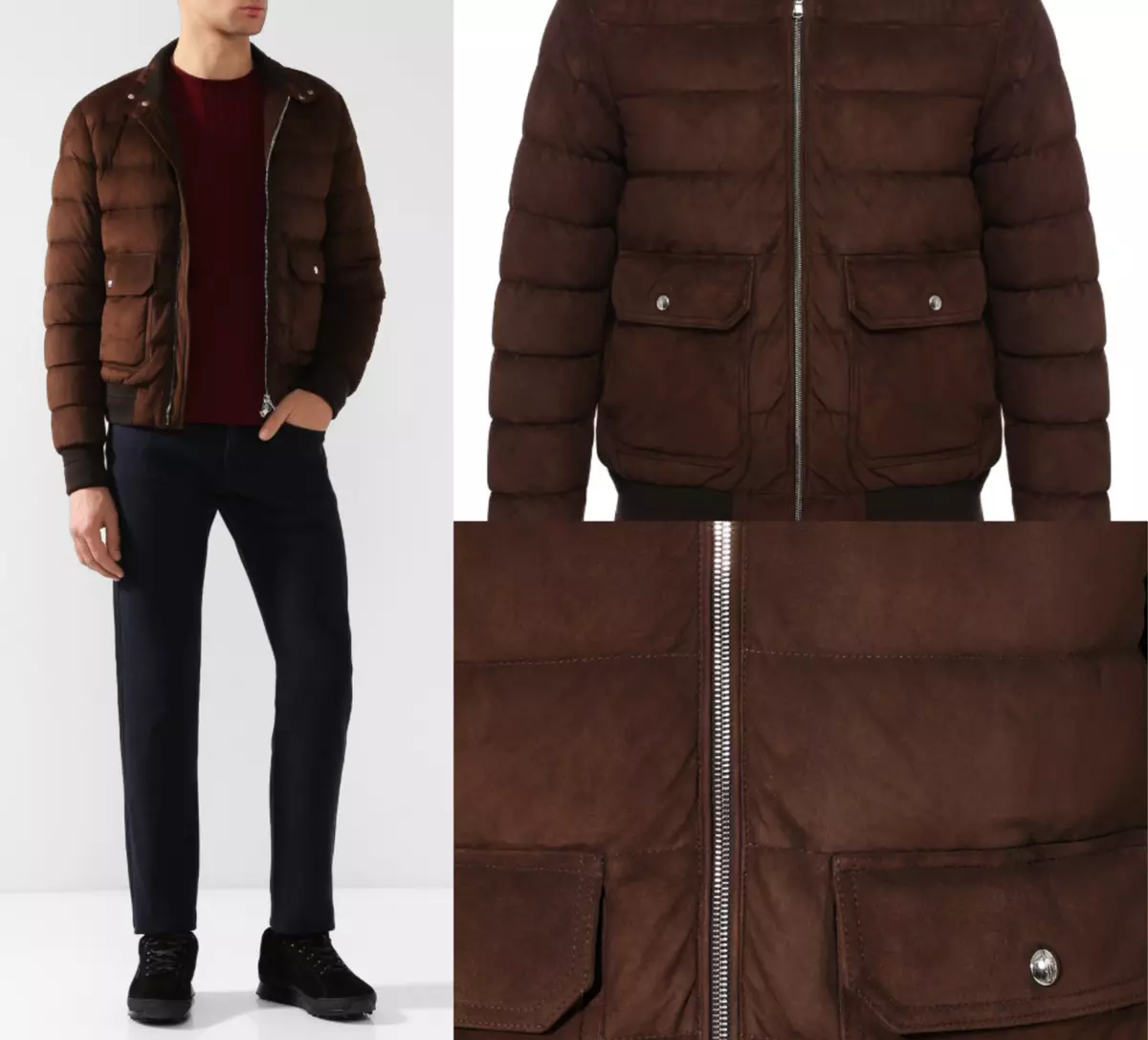 Moncler suede cheap jacket