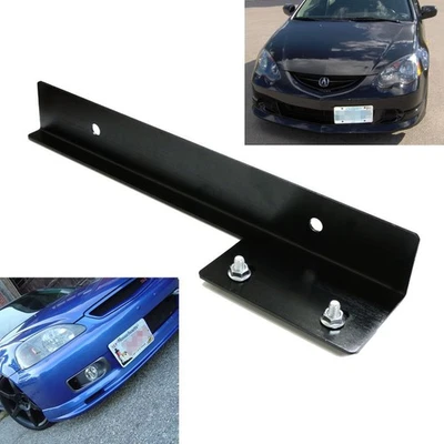 New JDM Black Universal Front Bumper License Plate Relocator Bracket Holder Bar - Bild 1 von 4