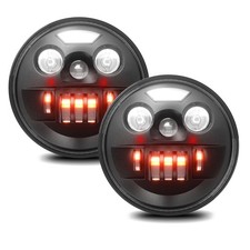 7 Inch Round LED HeadLights, 2PCS DC12-24V 7 Inch 200W 6000K/3500K/1000K DOT ...