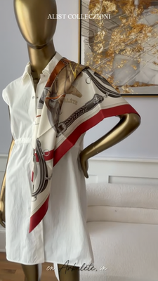 Hermès Scarf Attelage en Arbalete Forever Rouge Cuit/Grège/Alezan