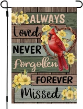 Memorial Day Garden Flag Cardinal 12X18 Inch Small Double Sided Always Loved Nev