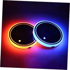 LED Car Cup Holder Lights, 7 Colors Changing USB Charging Coaster Style 1