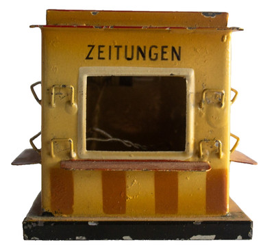 1910-1915 German Kibri hand painted German Market Newspaper Stand w/ Electrics
