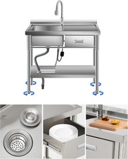 39" Stainless Steel Commercial Sink with Drawers Free Standing Utility Sink