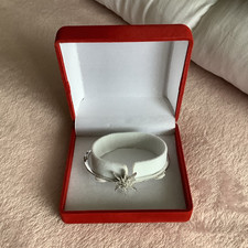 14ct White Gold with Diamonds Starburst Bangle