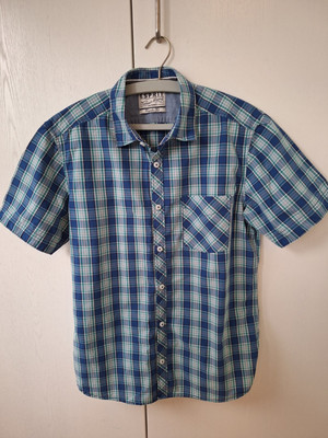 Esprit Hemd kurzarm kariert Regular fit grün blau M