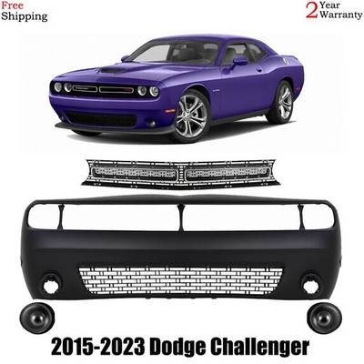 Front Bumper Cover Paintable & Lower Grille Kit For 2015-2023 Dodge Challenger