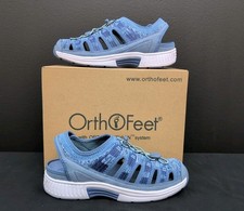 OrthoFeet Laguna 806 Fisherman Comfort Slip On Women's Sandals US 9 Blue