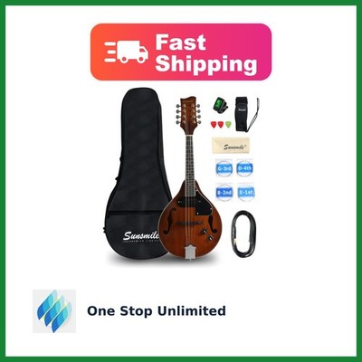 Sunsmile A-Style 8 String Acoustic-Electric Mandolin Instrument with Pickup |...