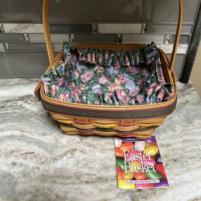 Longaberger 1997 Handle Colorful Small Easter Basket, Liner9 X 4 In Square