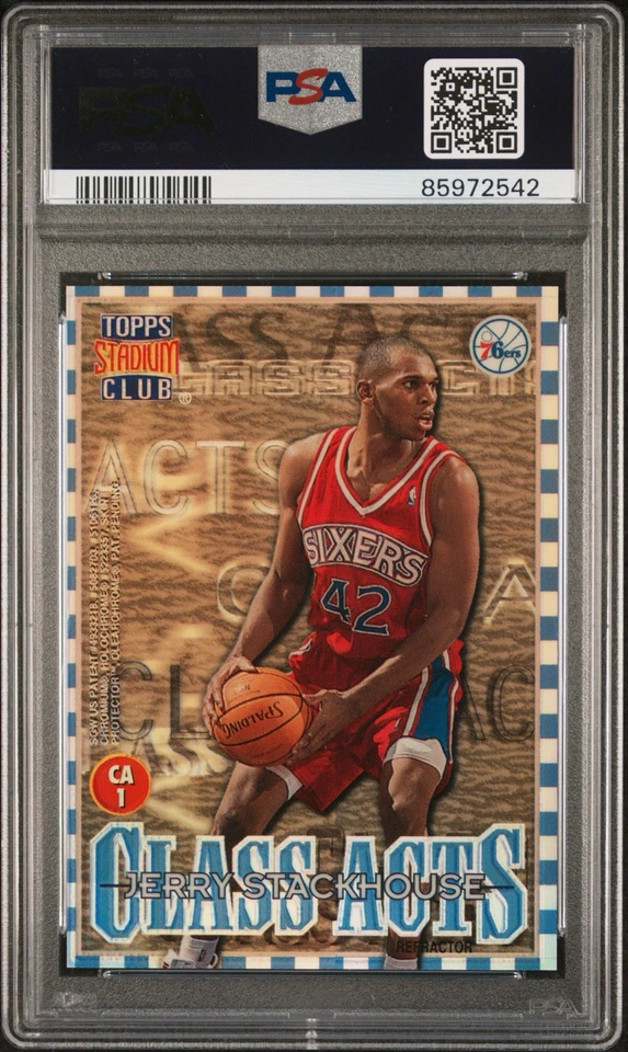 1996 STADIUM CLUB CLASS ACTS #CA1 MICHAEL JORDAN STACKHOUSE REFRACTOR PSA 9 - Image 2 of 3