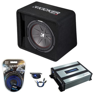 Kicker 43VCWR122 12'' 500W RMS 2-ohm Sub Bundled w/800W Sub Amp & Amp Install Kit