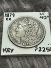 KEY 1879-CC CLEAR, MORGAN SILVER DOLLAR, XF+, nicely toned. GUARENTEED Genuine.