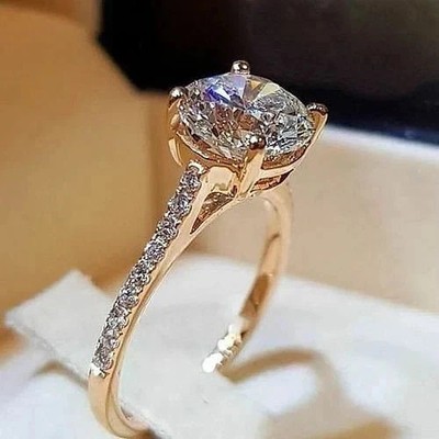 2Ct Round Cut Lab Created Diamond Women's Engagement Ring 14K Yellow Gold Plated