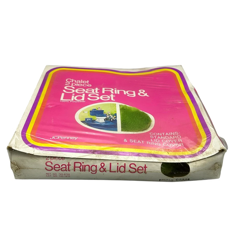 NEW Vintage Toilet Seat Ring and Lid Set Toilet Seat Cover Green Fuzzy Soft NOS - Image 4 of 4