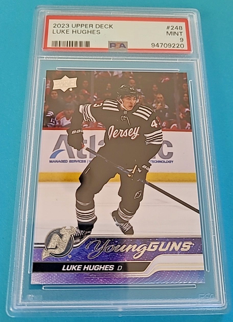 2023-24 Luke Hughes Upper Deck #248 Young Guns Rookie RC PSA 9 MINT