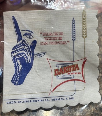 Vintage Dakota Malting & Brewing Beer Napkin Bismarck North Dakota Make Mine