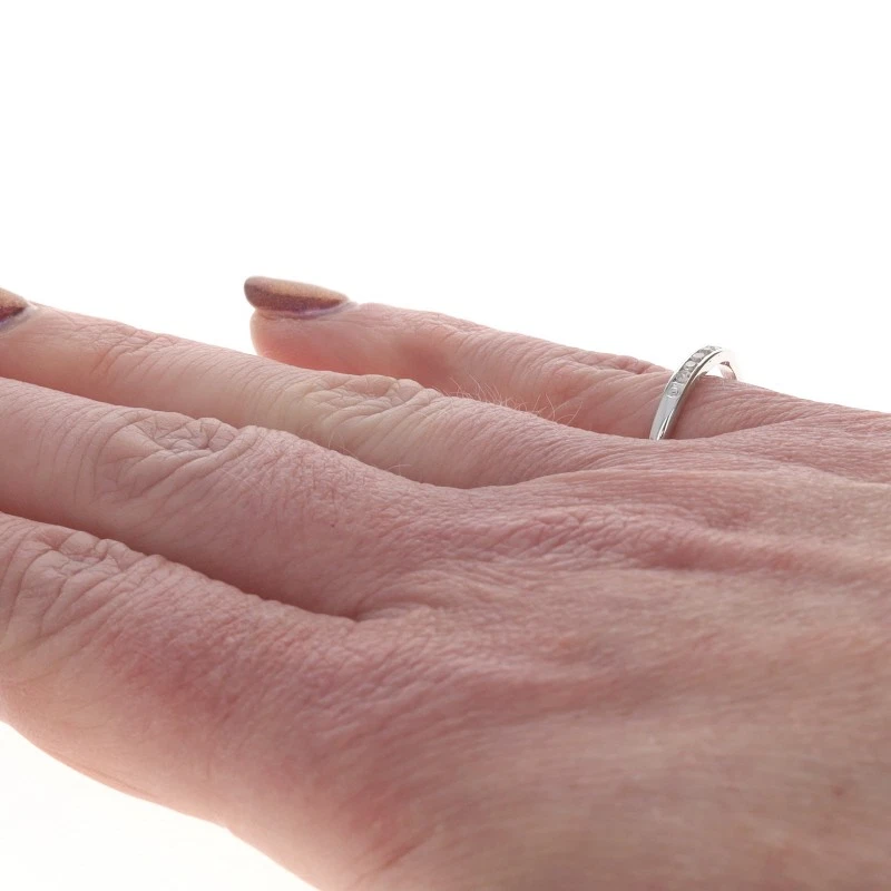 White Gold Diamond Art Deco Wedding Band - 14k Single Cut Vintage Ring - Image 4 of 4