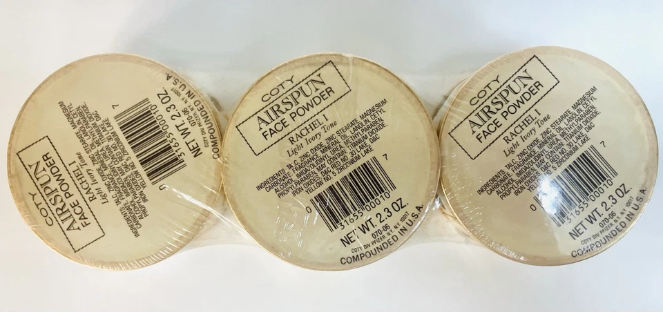 3x Vintage Coty Hand Spun Face Powder Rachel Ivory I - 2.3oz Each Pack ~ Sealed - Image 2 of 4