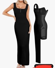 Popilush Maxi Dress Lace and Bottons Detail On Neck Size SMALL shapewear NWOT