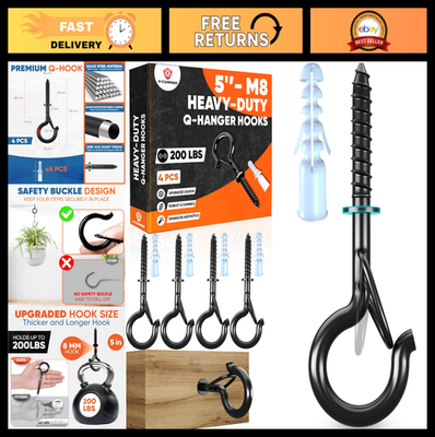 #ad Heavy Duty 200Lbs Q Hanger Hooks 4 Pcs M8 with Washer amp; Safety Buckle for Plants $31.99