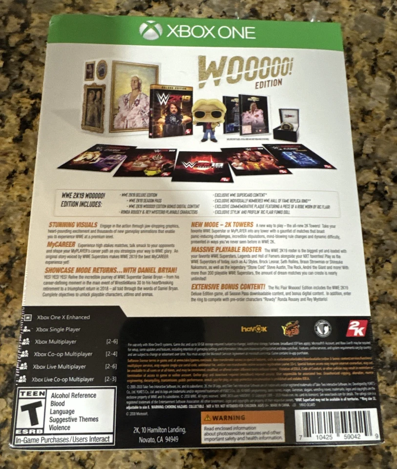 XBOX ONE XB1 WWE 2K19 COLLECTOR Deluxe Edition Ric Flair BRAND NEW SEALED! RARE - Image 3 of 4