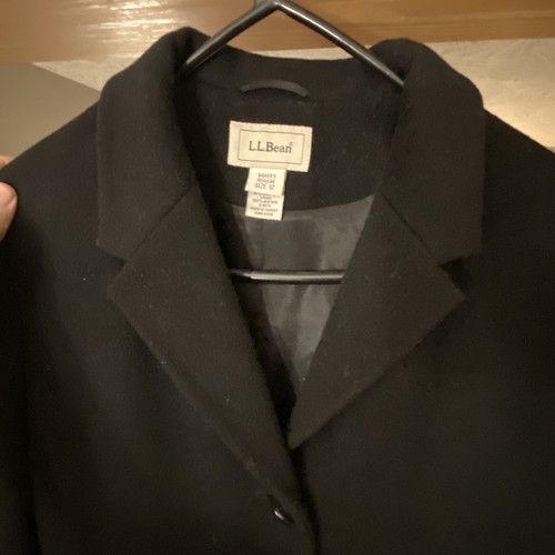 LL Bean Womens 70%WOOL/CASHMERE Black Long Pea Coat Insulated Jacket Size 12 - Picture 16 of 18