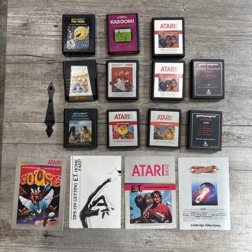 Atari 2600 Games Mixed Lot of 11 Cartridges - Some Duplicates - Untested Pac-Man