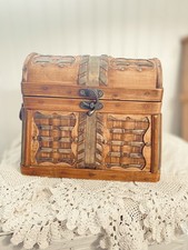 Wood And Wicker Treasure Chest With Handles A...