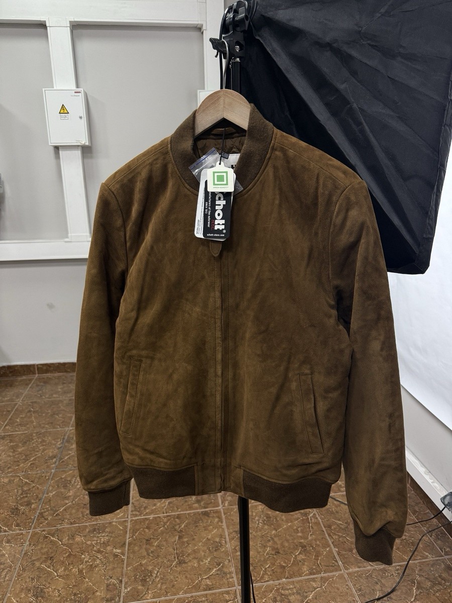 🇺🇸 NEW❗️Schott NYC Suede Leather Bomber Jacket Rust Rare Retro