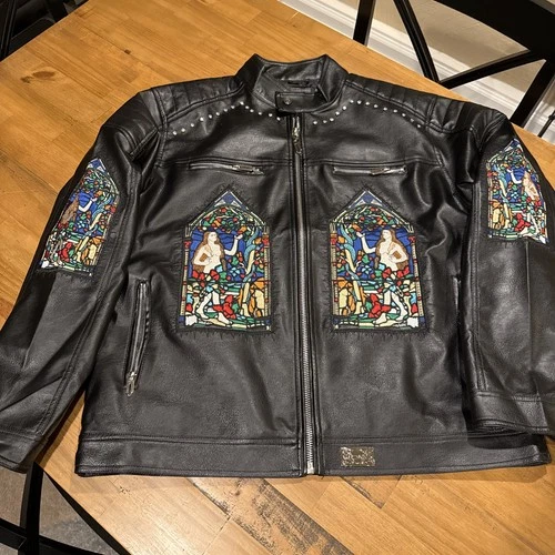 Watson Studios unisex Black Moto Leather Jacket Full Zip Size XL Retail $250 - product listing photo