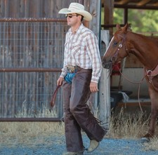 Men Western Style Cowboy Chap Suede Leather Pant