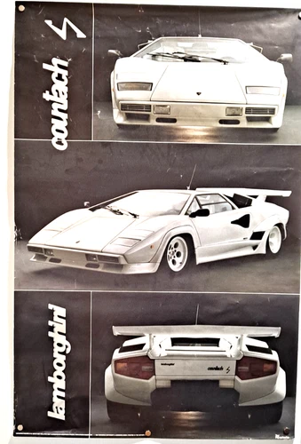 Vintage 1980s Lamborghini Countach Poster  By Verkerke 36 x 24.