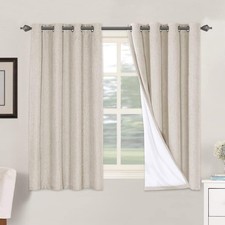 100 Blackout Curtains 2 Panels 52"W x 54"L Pack of 2 Linen C1 - Natural Color