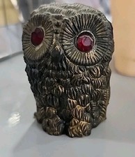 VTG 1970s Retro Red Jewel Eyes Owl Resin Figurine Made in Italy MCM Knickknack