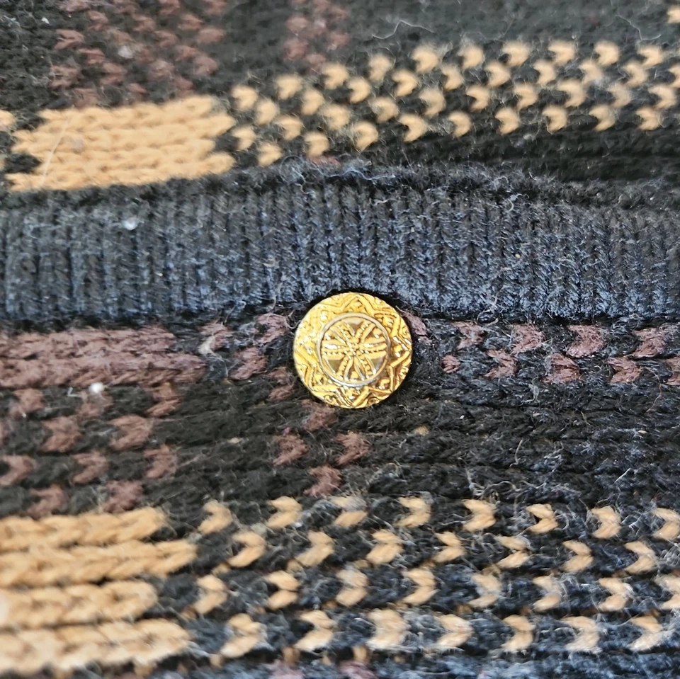 Cárdigan suéter vintage Liz Baker para mujer grande marrón a cuadros Preppy Academia años 90 Foto 4 de 4