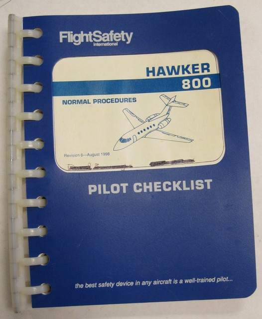 Original 800 Hawker Pilot Checklist eBay