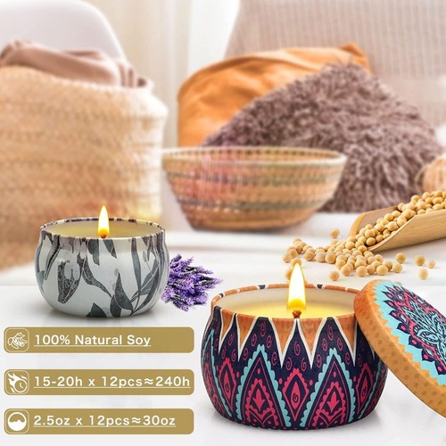 Long-Lasting Floral Scented Candles - 12-Pack Gift Box for Women’s Relaxation - Picture 4 of 11