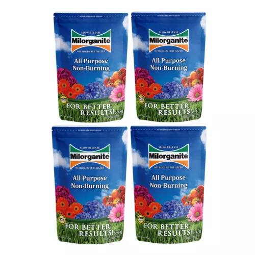 Milorganite All-Purpose Slow-Release Nitrogen Fertilizer 6-4-0, 5lb (Pack of 4)