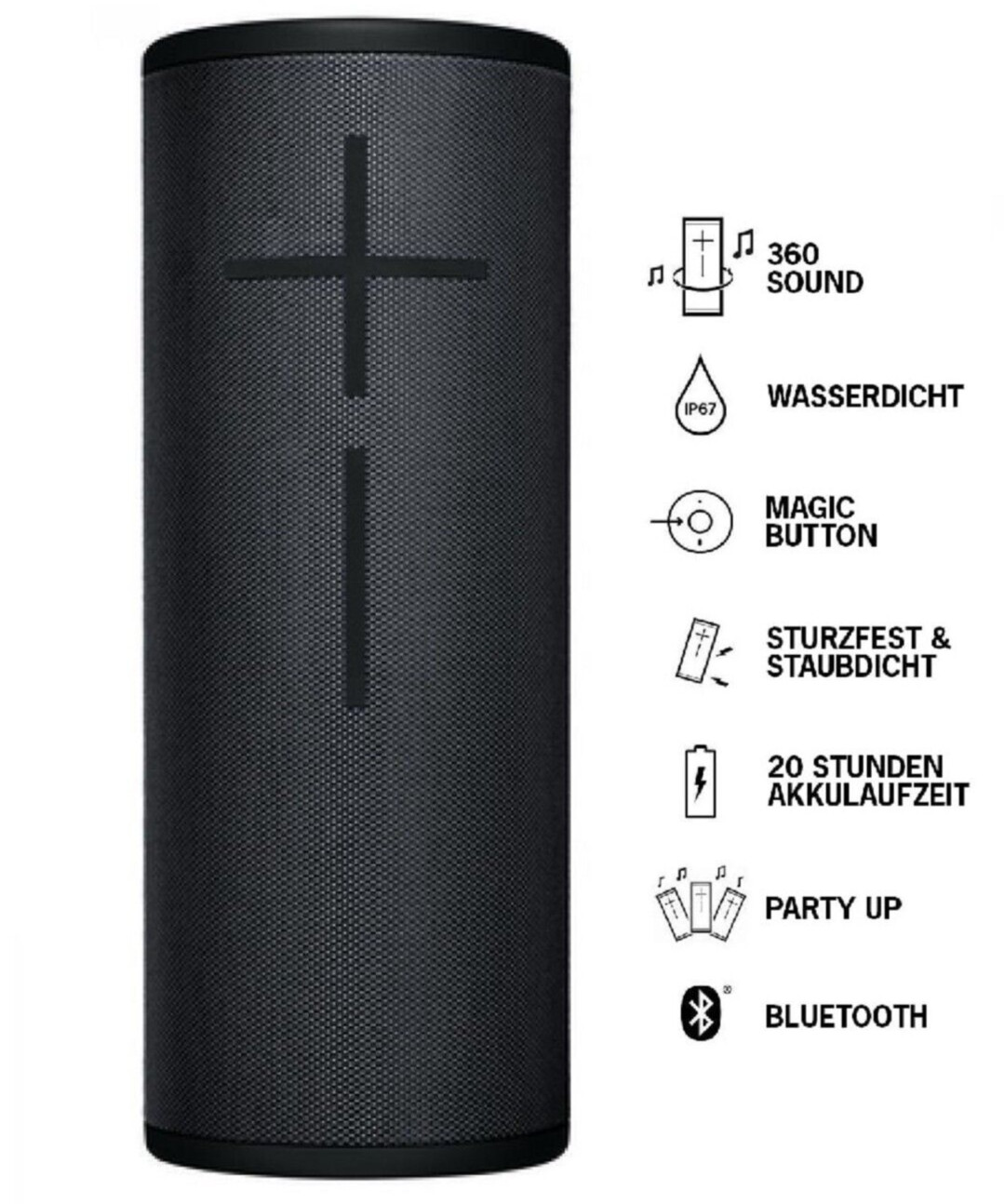 Ultimate Tragbarer Bluetooth-Lautsprecher, 360 Sound, Satter Bass, Wasserdicht