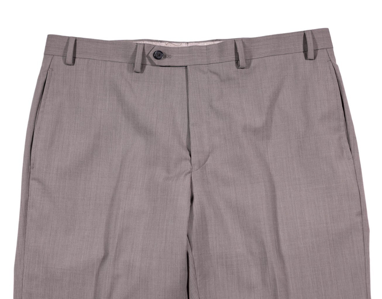 Ralph Lauren Mens Dress Pants Beige Check 100 Wool Straight Flat Front