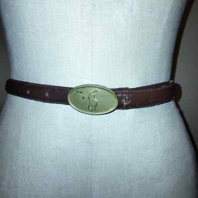 小物 old POLO RALPH LAURE leather belt brown NEW POLO RALPH LAUREN Belt Vintage 90s Sz. 32 Leather Buckle Brown