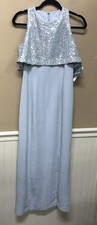 Vintage Perceptions by Irene B Gray Silver Long Dress Size 8 Petite NWT